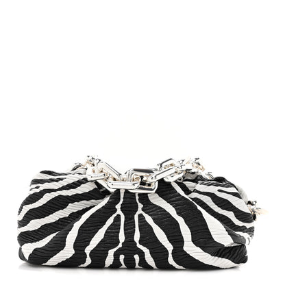 Bottega Veneta Nappa Zebra Print The Pouch Oversized Clutch White Black 1 of 10