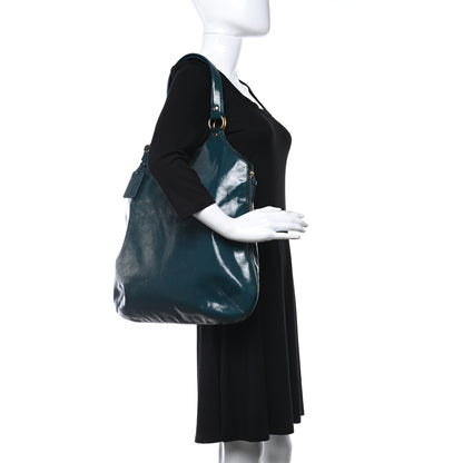 Saint Laurent Patent Calfskin Tribute Tote Petrol 2 of 9