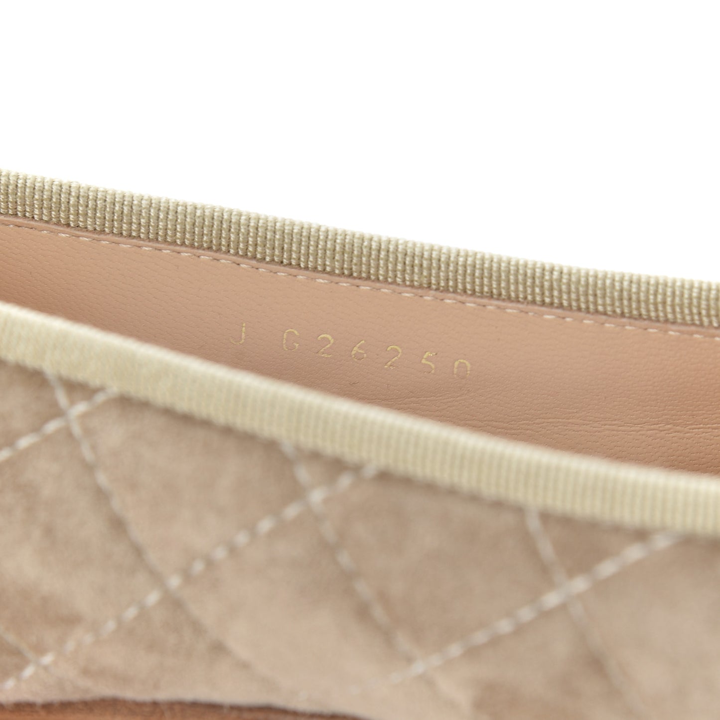 Suede Calfskin Quilted Cap Toe CC Ballerina Flats 35.5 Beige