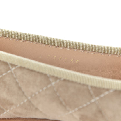 Chanel Suede Calfskin Quilted Cap Toe CC Ballerina Flats 35.5 Beige 8 of 9