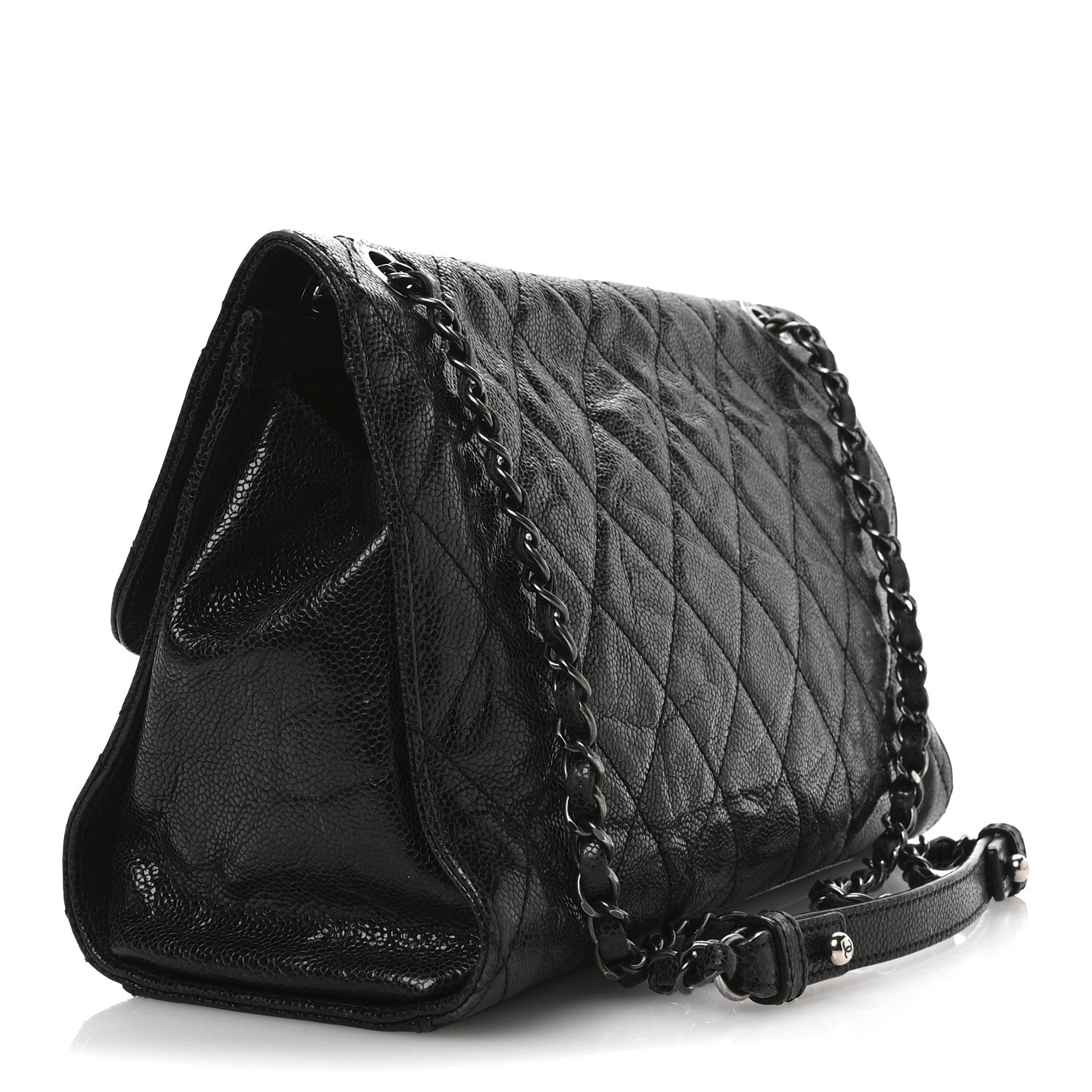 Chanel Crumpled Grained Calfskin Jumbo CC Crave Flap Black 3 of 13