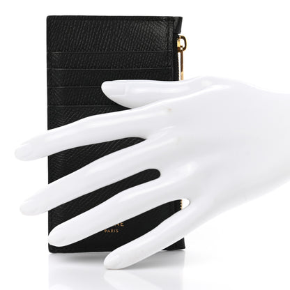 Celine Grained Calfskin Zipped Card Holder Black 2 of 9