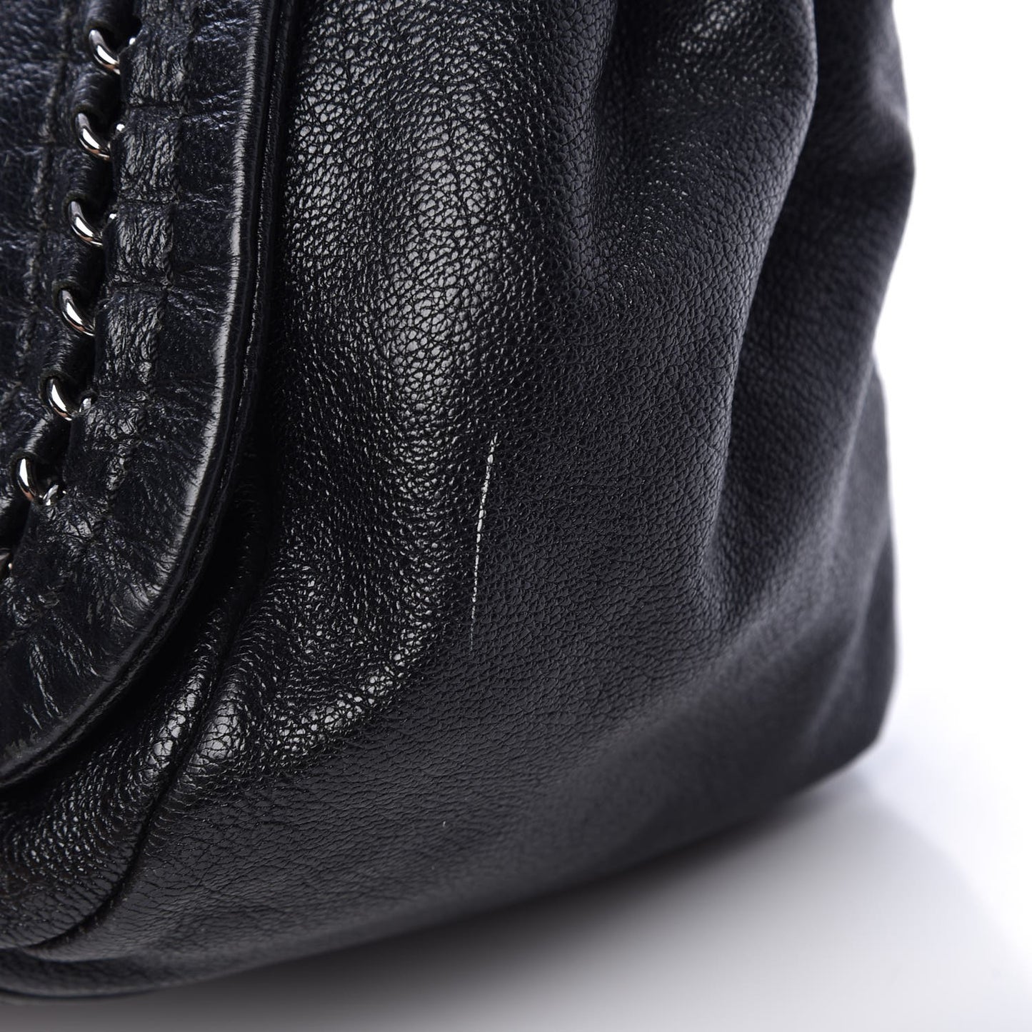 Metallic Goatskin Luxe Ligne Flap Black