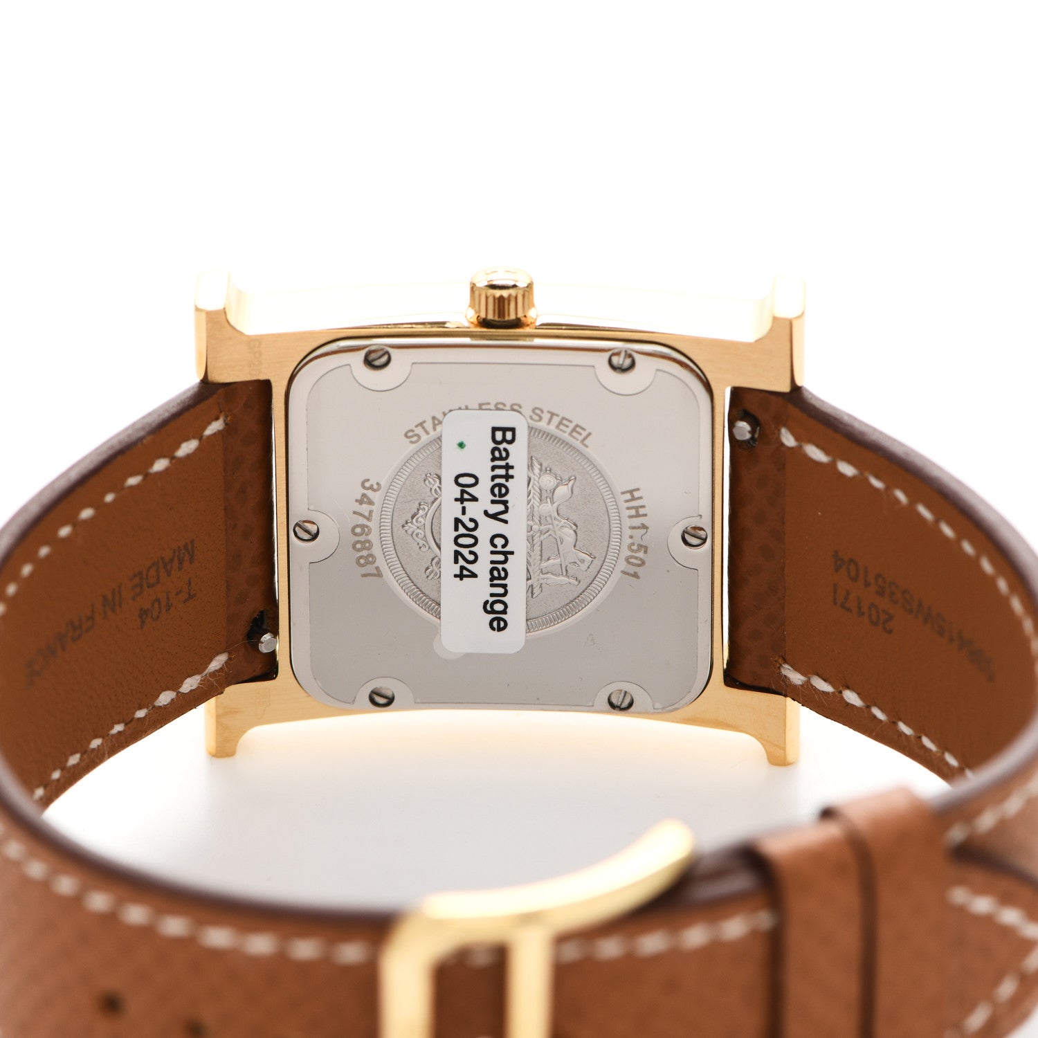 Hermes Stainless Steel Epsom 26mm Heure H Hour Quartz Watch Gold 4 of 5