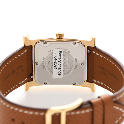 Hermes Stainless Steel Epsom 26mm Heure H Hour Quartz Watch Gold 4 of 5