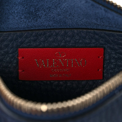 Valentino Garavani Pebbled Calfskin Small Rockstud Flip Lock Shoulder Bag Marine 6 of 9