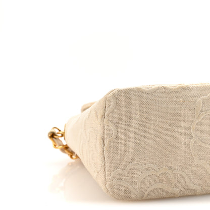 Chanel Canvas Camellia Embroidered Mini Square Flap  Ivory 9 of 10