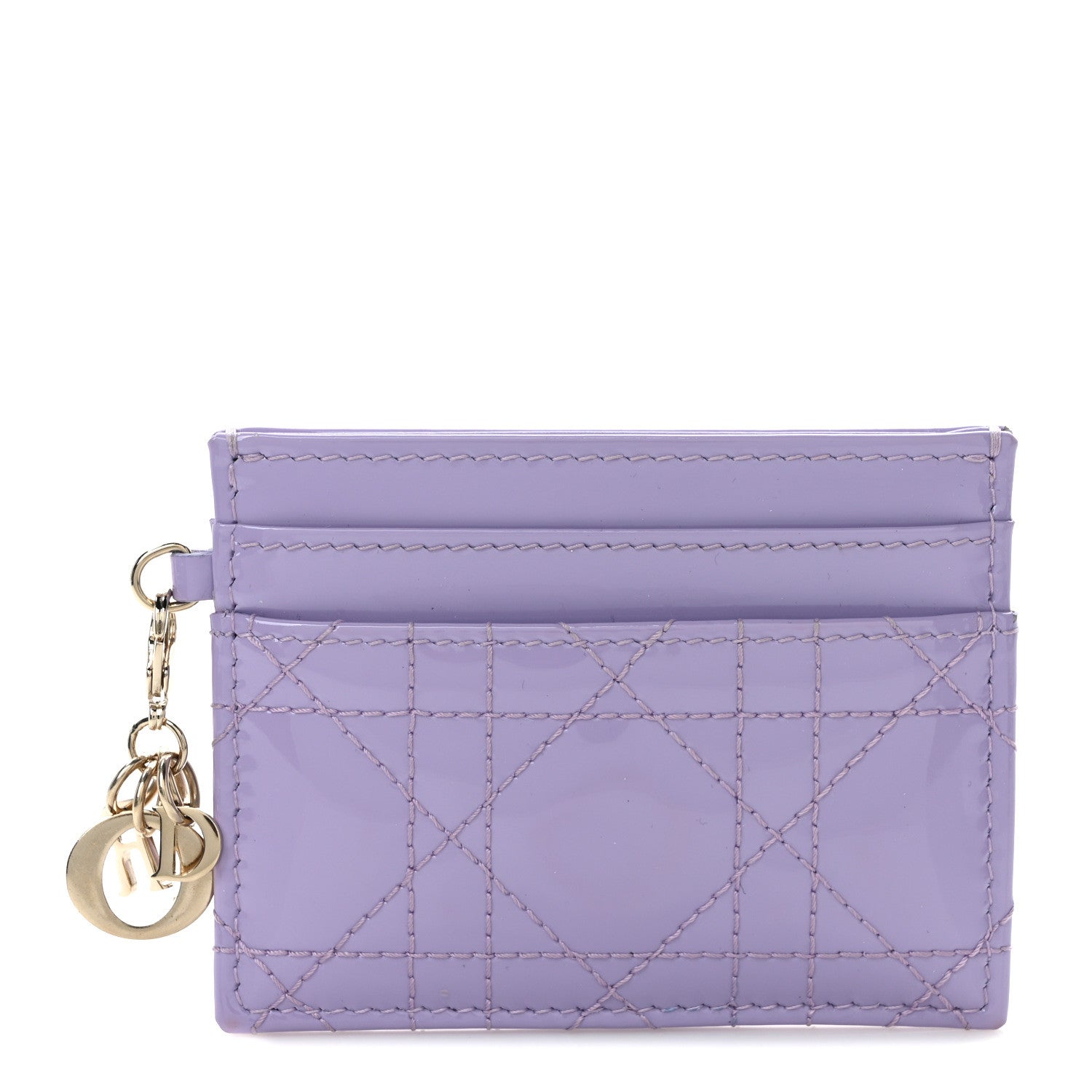 Christian Dior Patent Cannage Lady Dior Five-Slots Card Holder Lilac 1 of 7