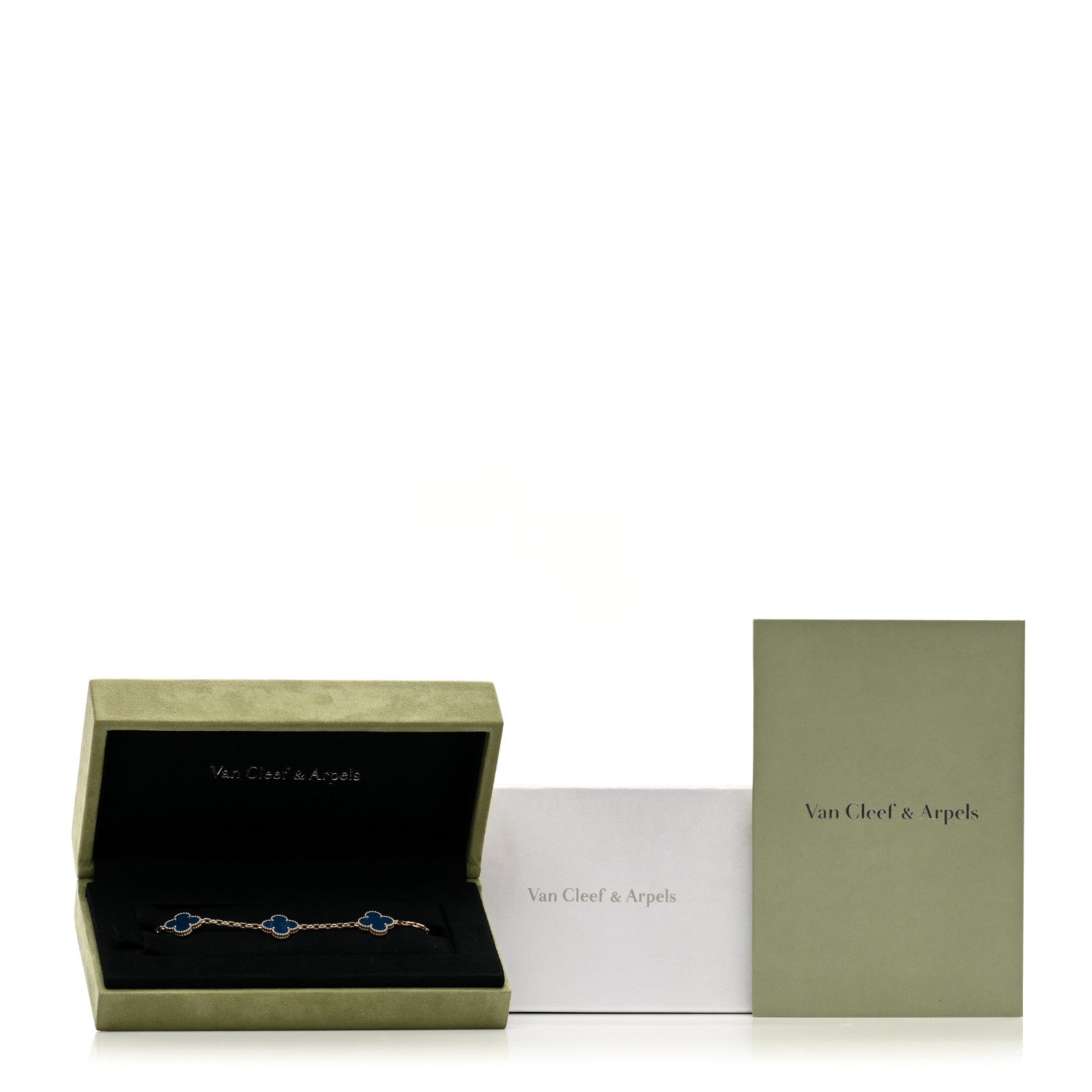 Van Cleef & Arpels 18K Yellow Gold Blue Agate 5 Motifs Vintage