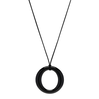 Tiffany Lacquer Hardwood Elsa Peretti Sevillana Pendant Cord Necklace Black 1 of 5