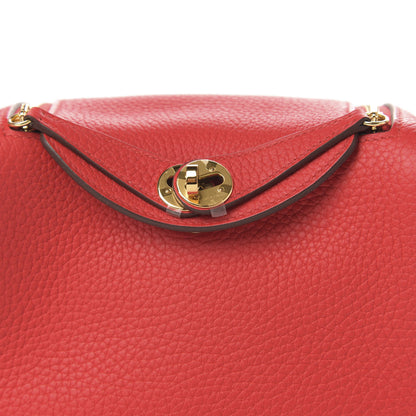 Hermes Taurillon Clemence Mini Lindy 20 Rouge De Coeur 9 of 10