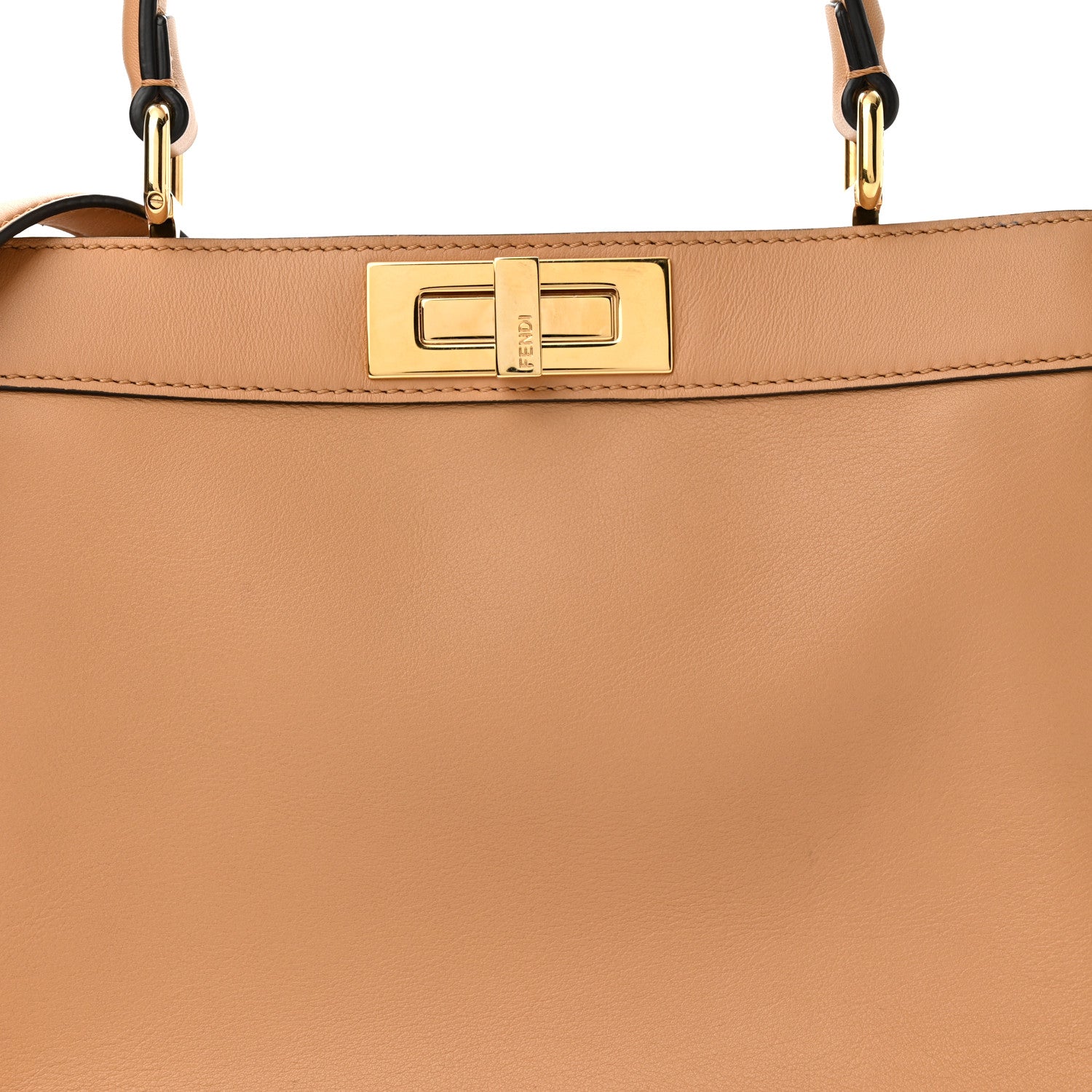 Fendi Vitello Seta Shiny Nappa Medium Peekaboo I SEE U Satchel Miele Scuro Light Rose 8 of 10