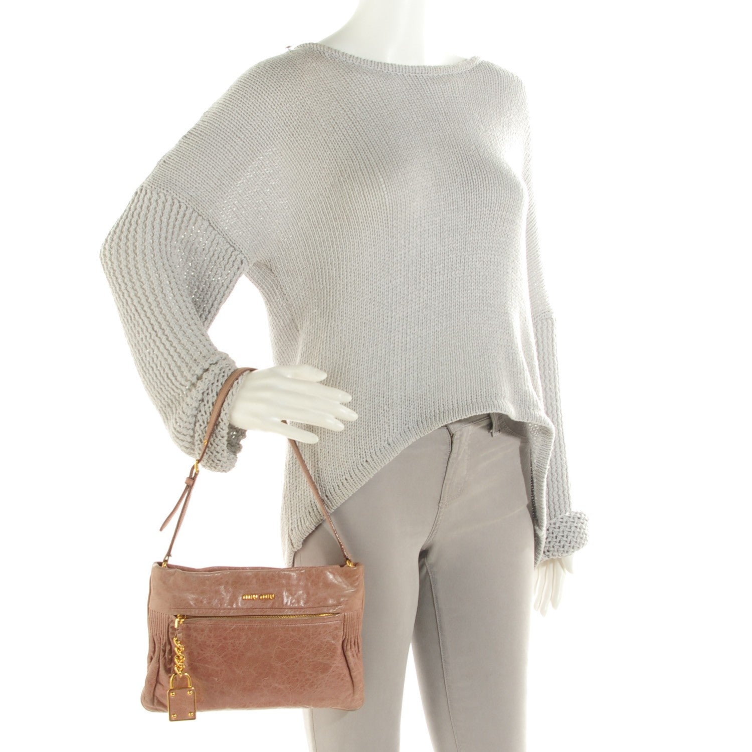 Miu Miu Vitello Shine Charm Pochette Mughetto 2 of 9