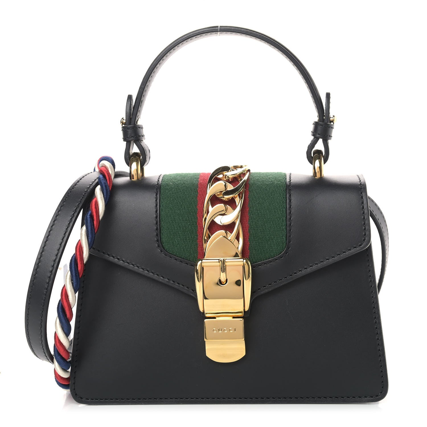 Gucci Calfskin Mini Sylvie Top Handle Bag Black 1 of 9