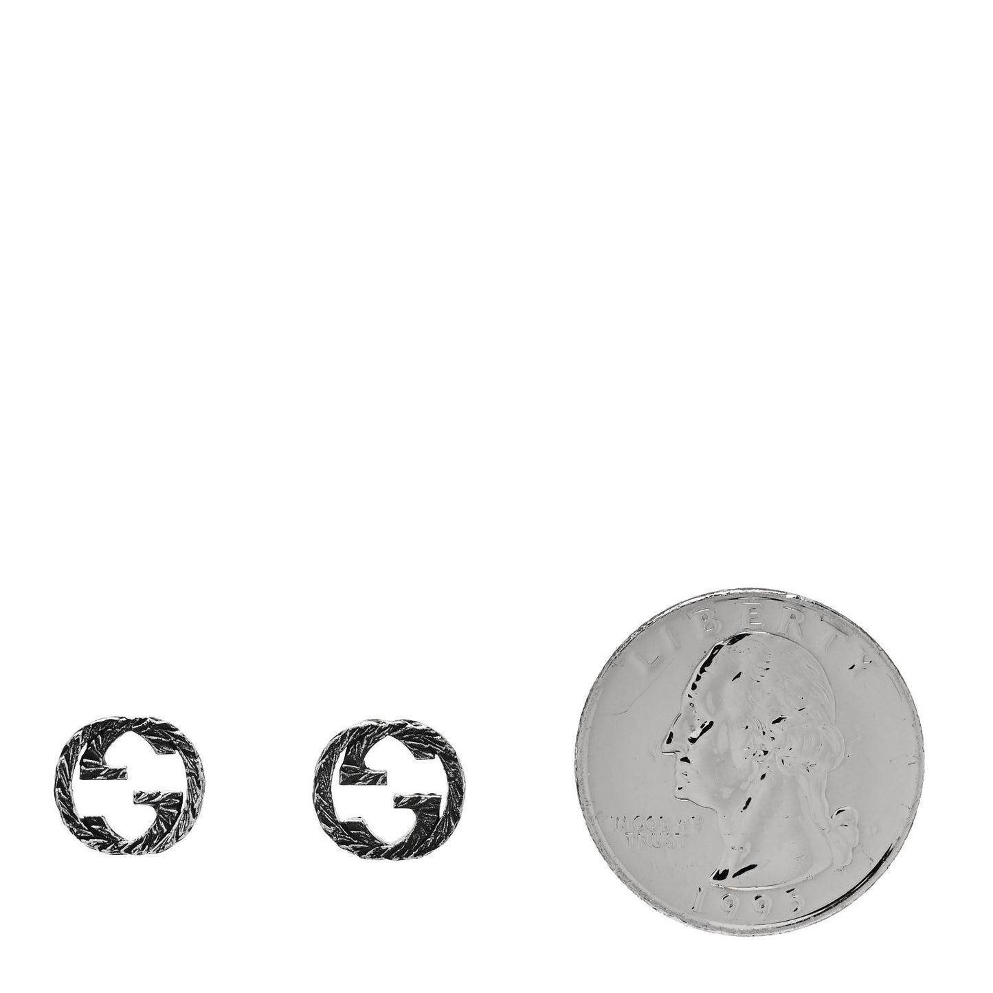 Sterling Silver Textured Interlocking G Stud Earrings