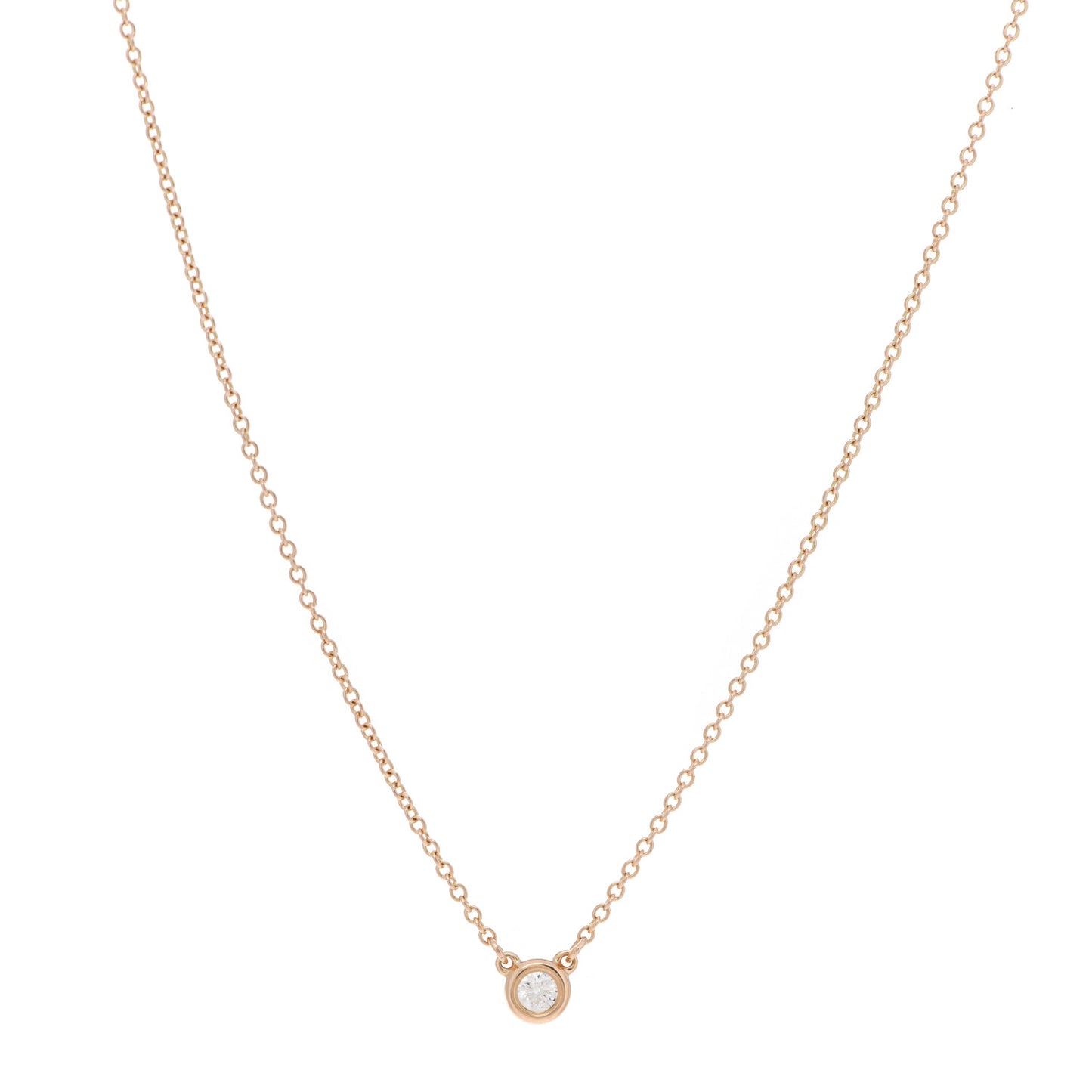 18K Rose Gold Diamond .03ct Elsa Peretti Diamonds by the Yard Pendant Necklace