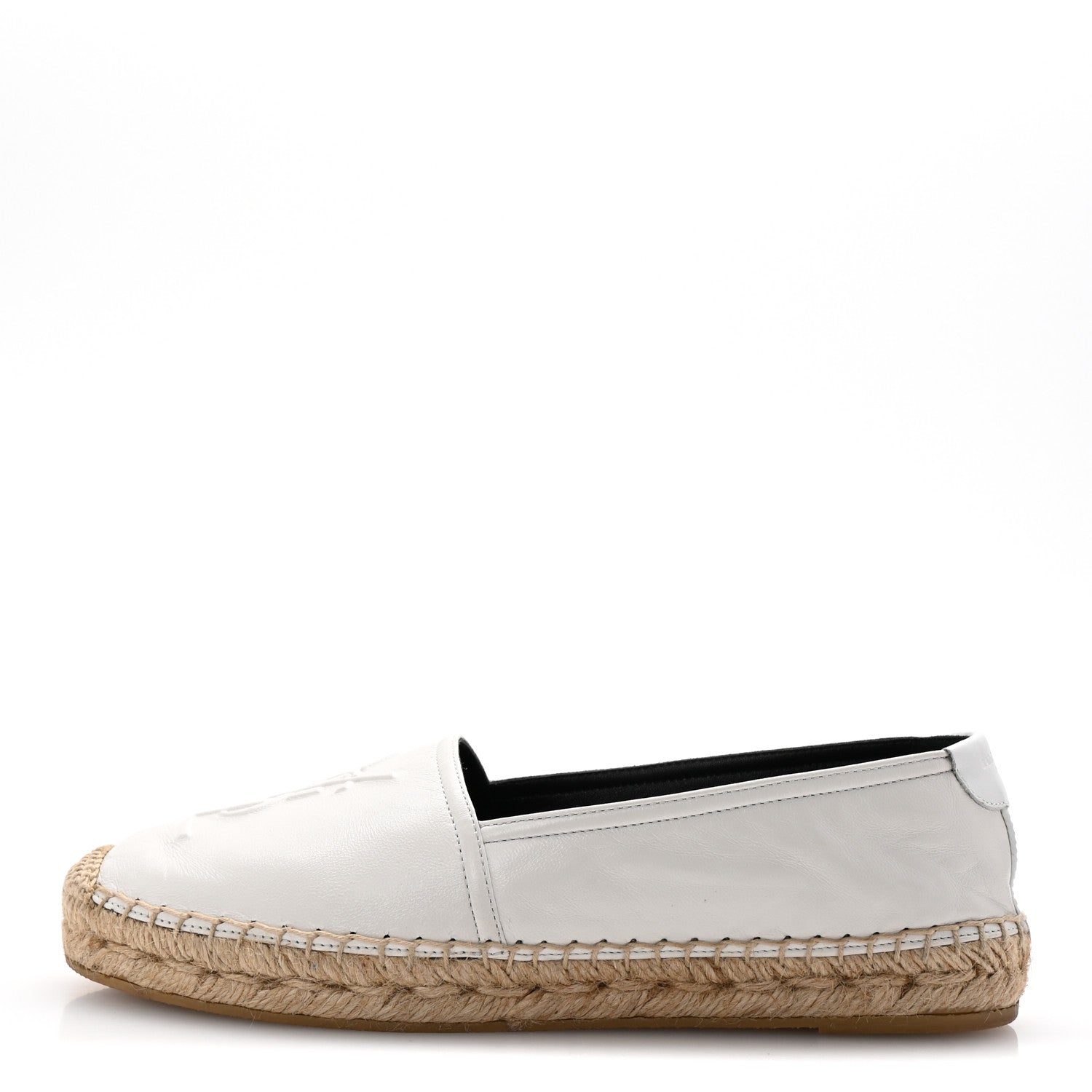Saint Laurent Lambskin Monogram Espadrilles 36.5 White 1 of 10