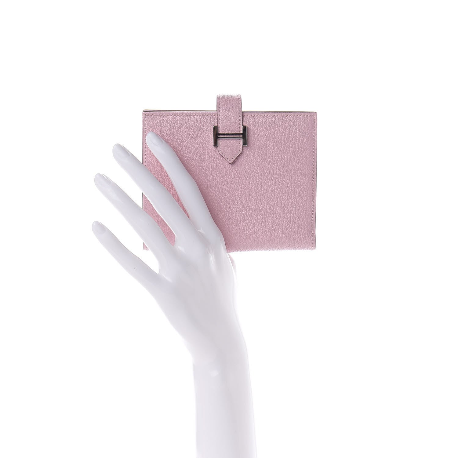 Hermes Chevre Mysore Bearn Compact Wallet Rose Sakura 2 of 7