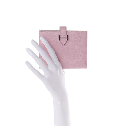 Hermes Chevre Mysore Bearn Compact Wallet Rose Sakura 2 of 7