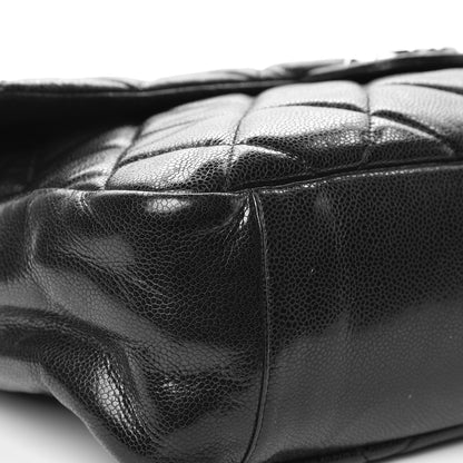 Chanel Glazed Caviar Large Nature Flap Bag Black 9 of 11