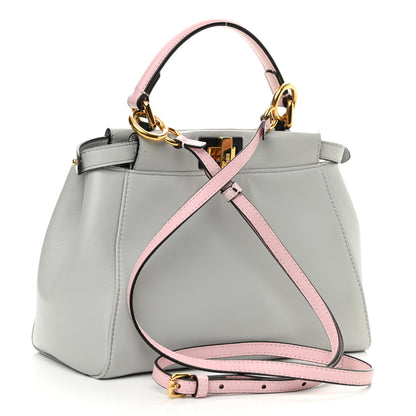 Fendi Nappa Colorblock Mini Peekaboo Iconic Satchel Grigio Perla Peonia Alga 3 of 11