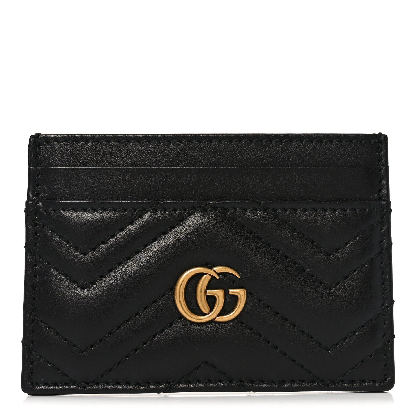 Calfskin Matelasse GG Marmont Card Holder Black