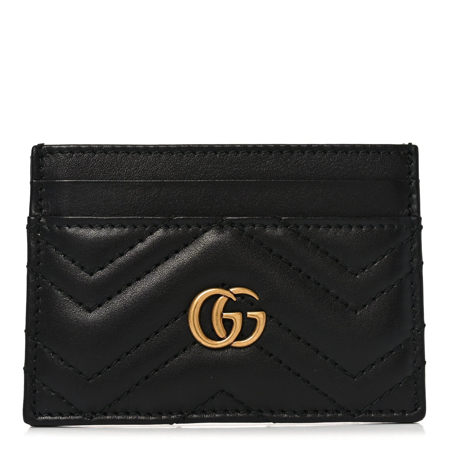 Gucci Calfskin Matelasse GG Marmont Card Holder Black 1 of 7