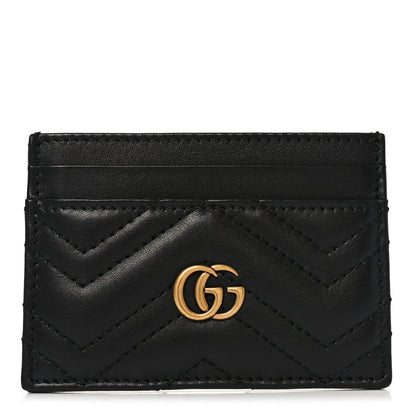 Gucci Calfskin Matelasse GG Marmont Card Holder Black 1 of 7