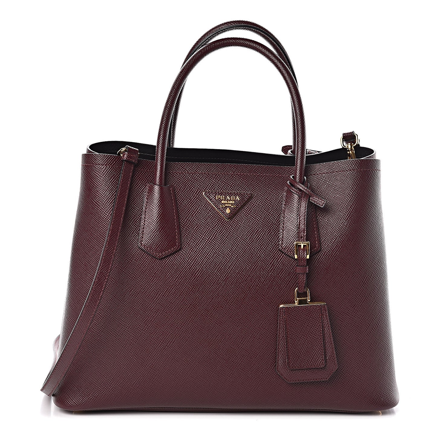 Saffiano Cuir Medium Double Bag Granato