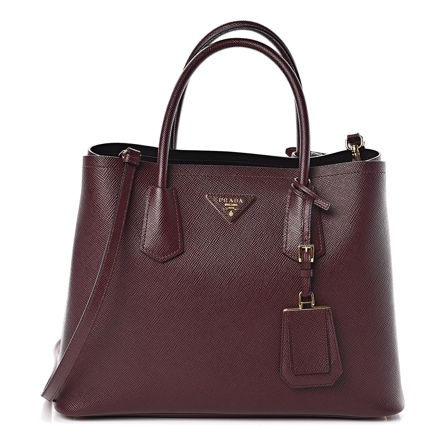 Prada Saffiano Cuir Medium Double Bag Granato 1 of 10