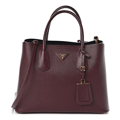 Prada Saffiano Cuir Medium Double Bag Granato 1 of 10
