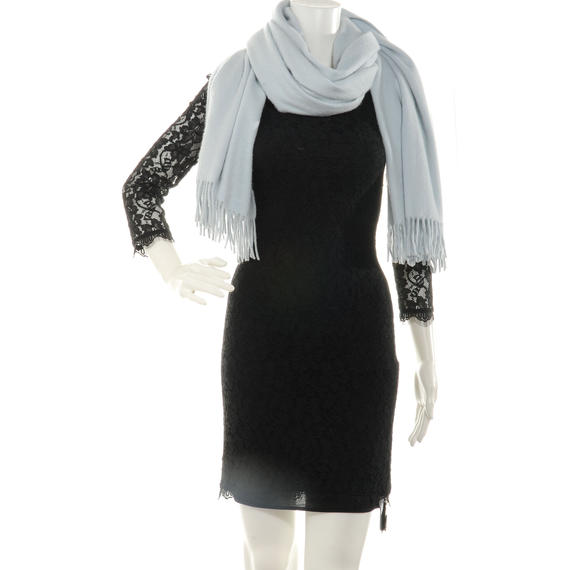 Hermes Cashmere Fringe Scarf Bleu 2 of 4