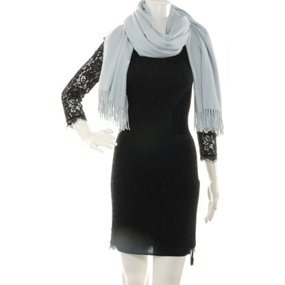 Hermes Cashmere Fringe Scarf Bleu 2 of 4