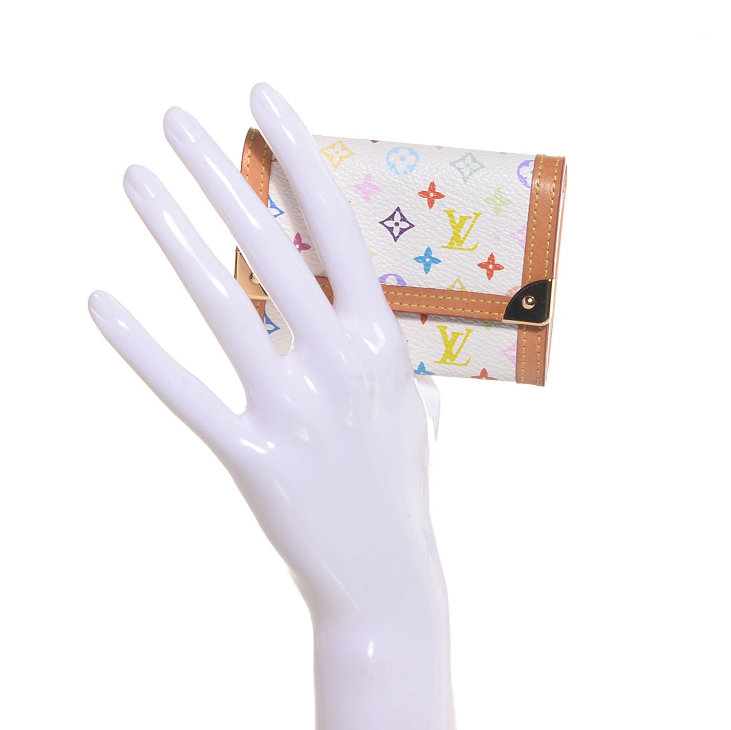 Louis Vuitton Monogram Multicolor Porte-Monnaie Plat Coin Purse White 2 of 7