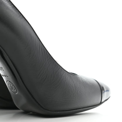Chanel Crumpled Calfskin Cap Toe Pumps 37 Black 10 of 12