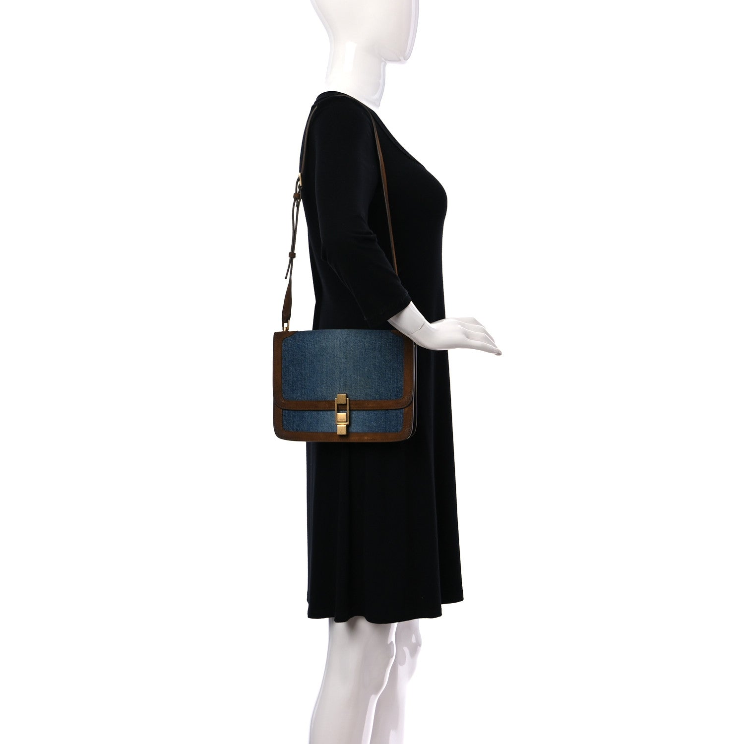 Saint Laurent Denim Carre Satchel Dusty Blue Dark Land 2 of 9