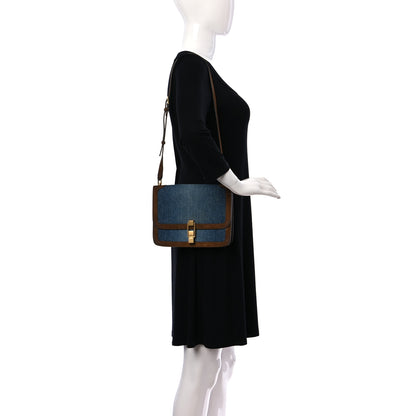 Saint Laurent Denim Carre Satchel Dusty Blue Dark Land 2 of 9
