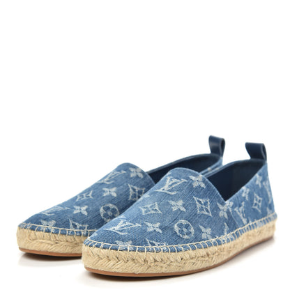 Louis Vuitton Monogram Denim Starboard Espadrille Flats 37.5 Blue 3 of 9