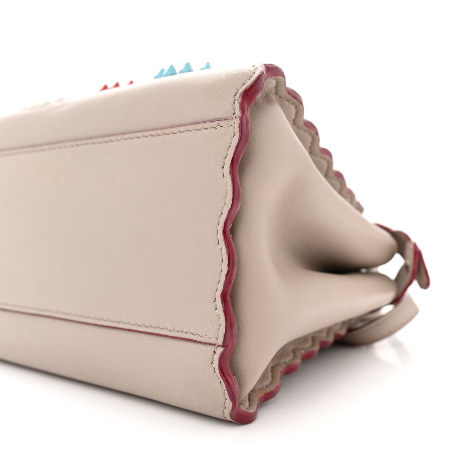Nappa Embroidered Flower Scalloped Mini Peekaboo Iconic Satchel Grigio Polvere