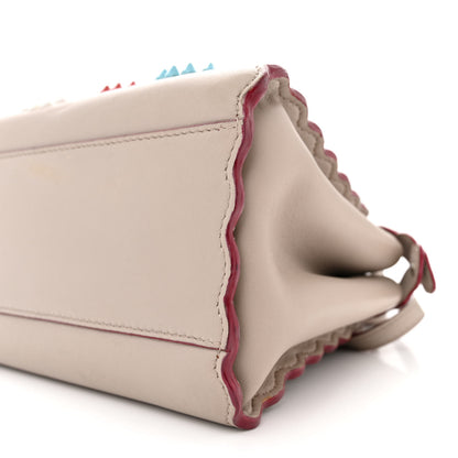 Fendi Nappa Embroidered Flower Scalloped Mini Peekaboo Iconic Satchel Grigio Polvere 10 of 20