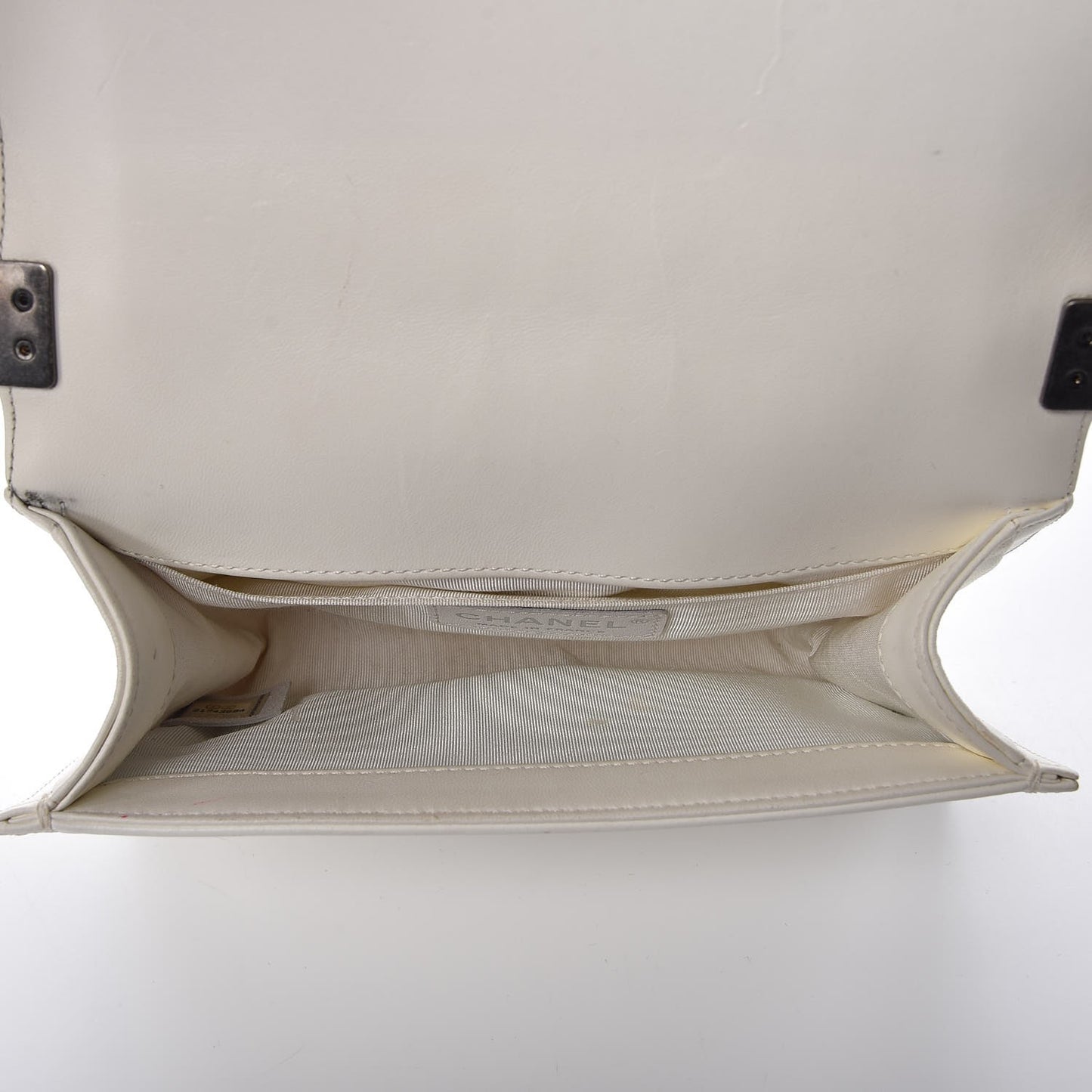 Lambskin Quilted Small Boy Flap Ivory