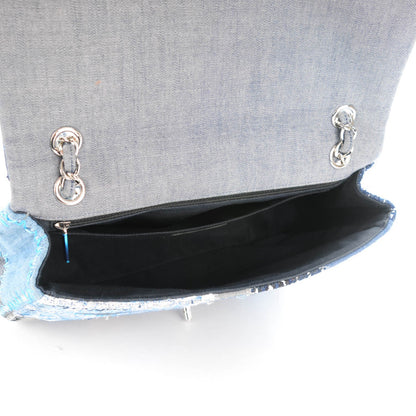 Chanel Denim Tweed Patchwork Jumbo Single Flap Blue 6 of 11