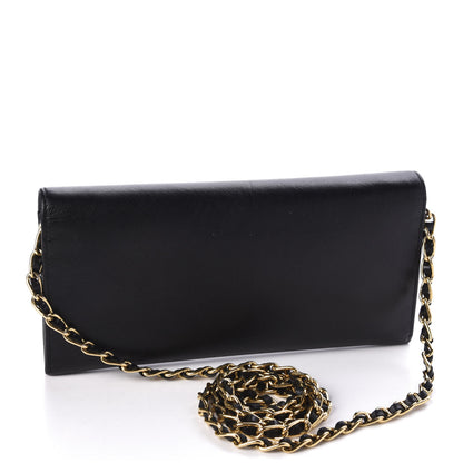 Prada Saffiano Metal Oro Chain Wallet Black 3 of 9