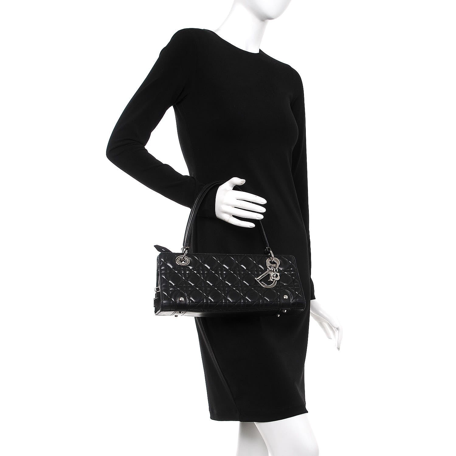 Christian Dior Lambskin Cannage Soft Lady Dior East West Black 2 of 10