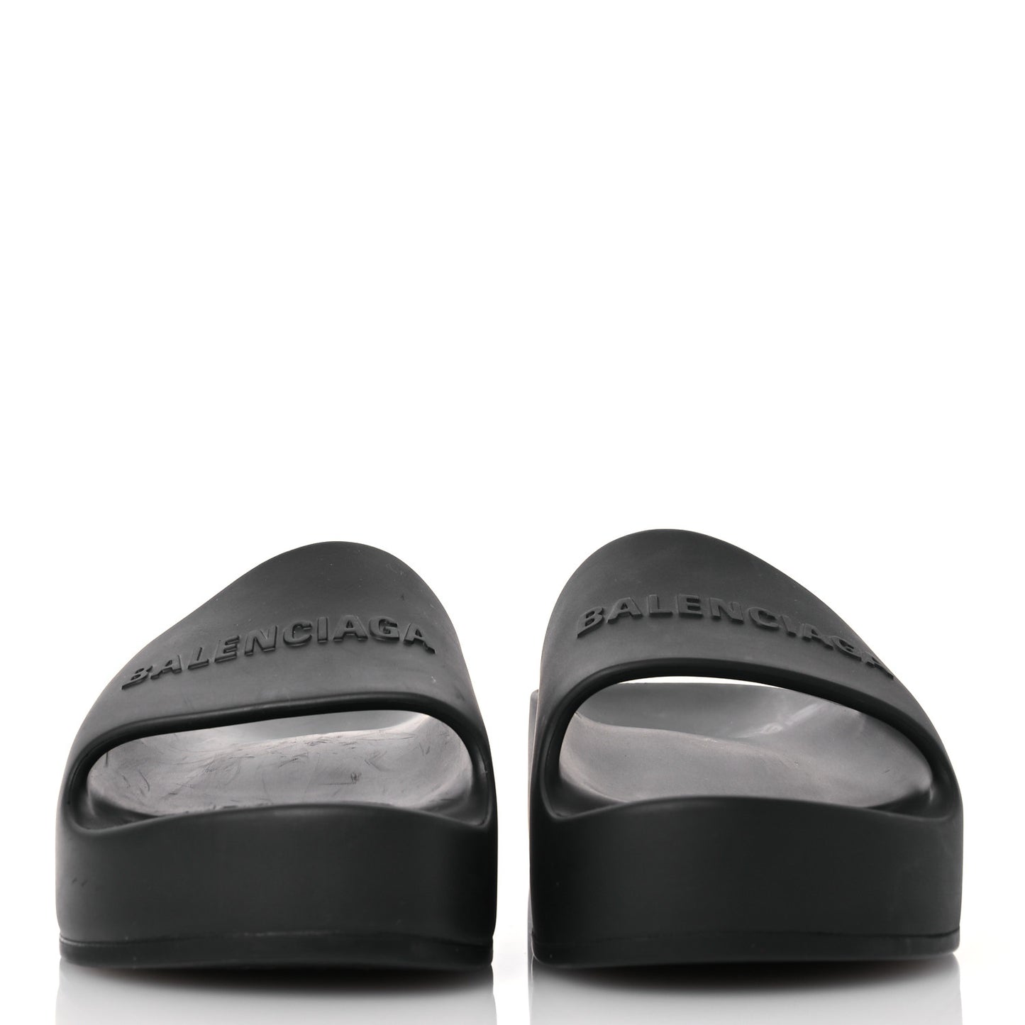 Rubber Chunky Platform Slide Sandals 39 Black