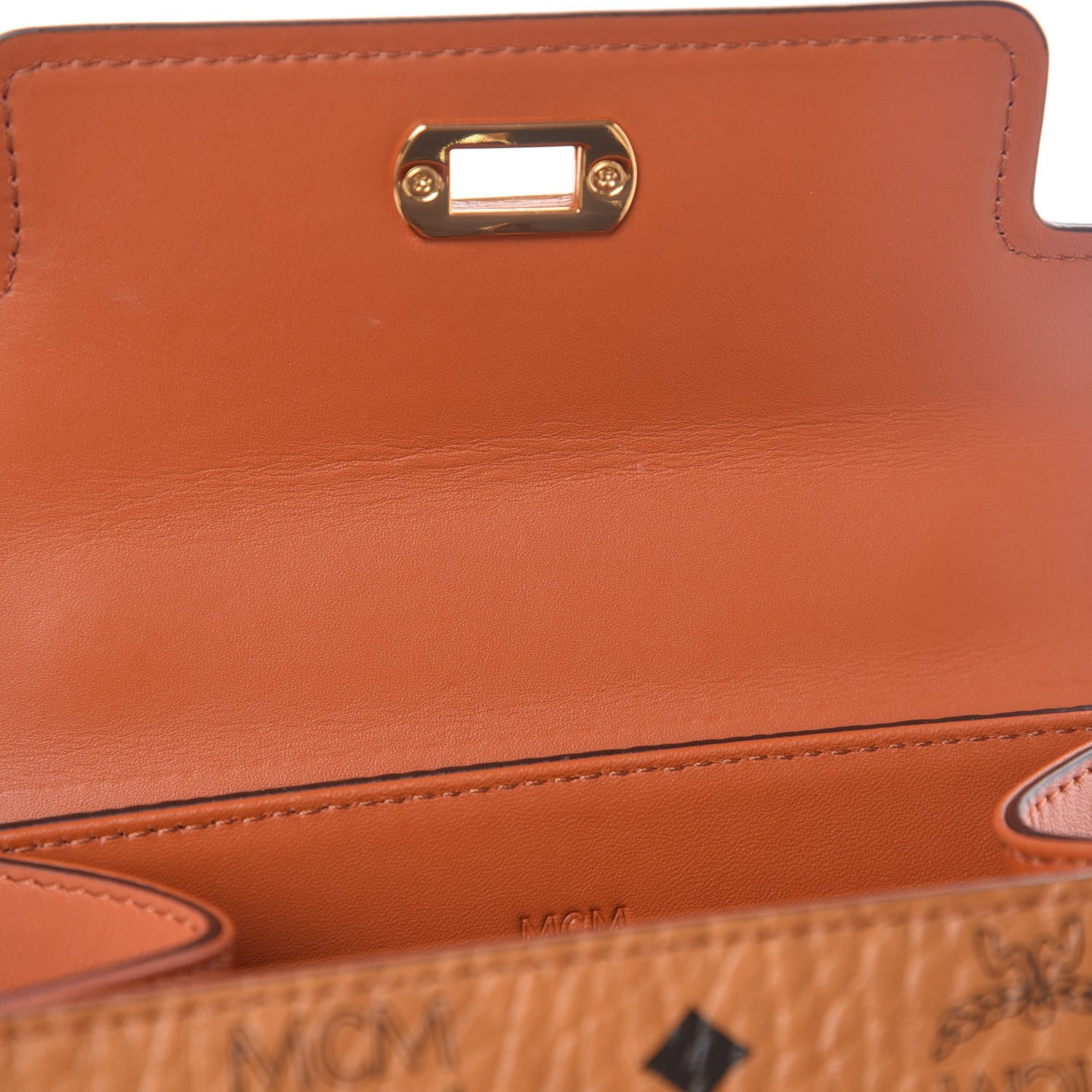 MCM Visetos X-Mini Heritage Top Handle Satchel Cognac 8 of 15