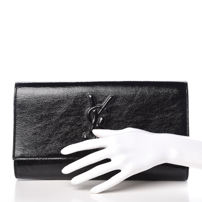 Saint Laurent Textured Patent Monogram Large Belle De Jour Clutch Black 2 of 9