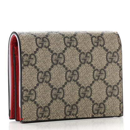 Gucci GG Supreme Monogram Cherry Embellished Card Case Wallet Hibiscus Red 3 of 8