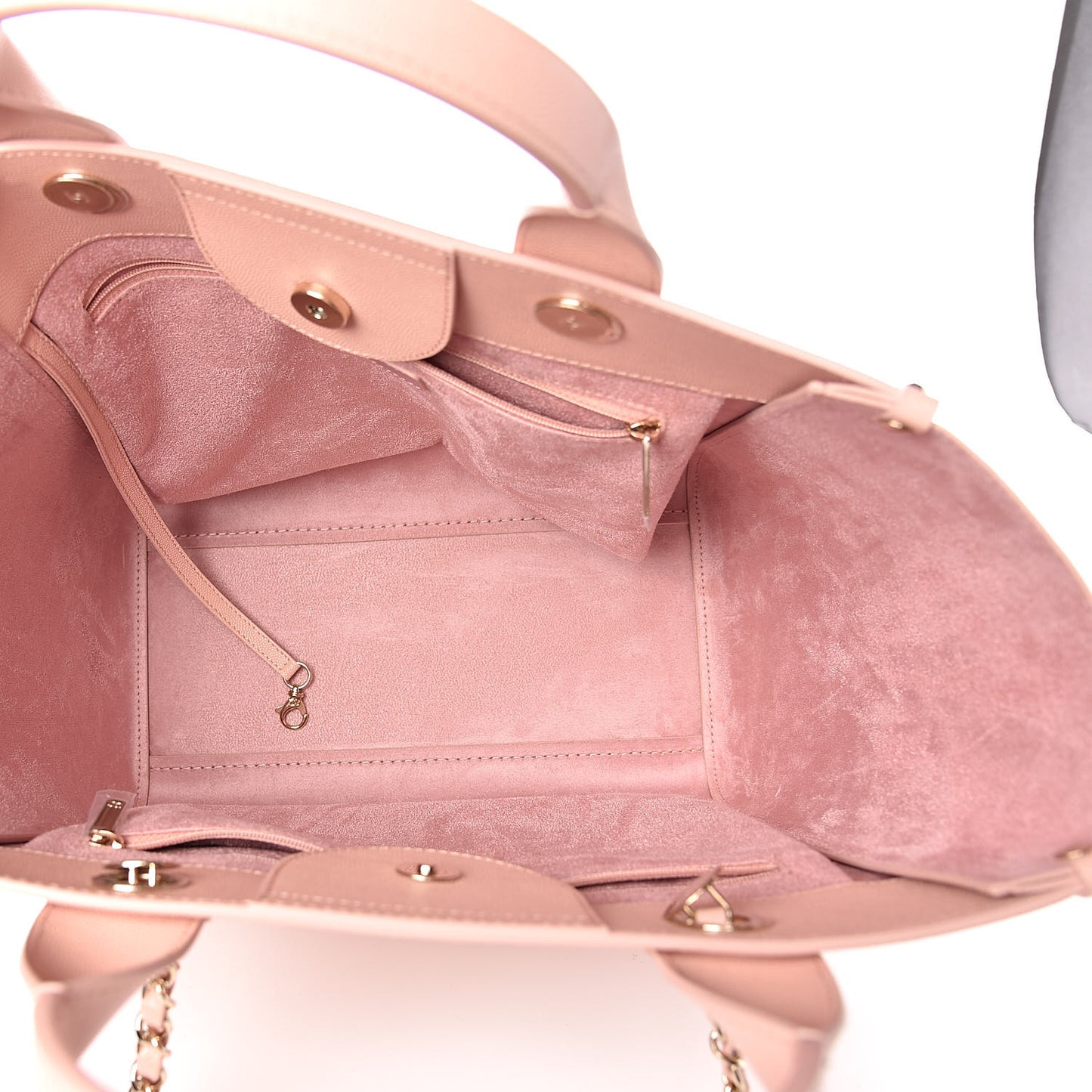 Caviar Small Studded Deauville Tote Light Pink