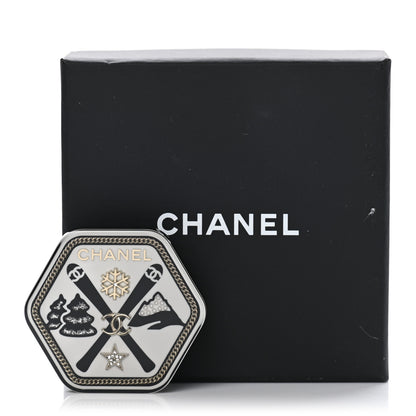Chanel Resin Pearl Ski Brooch Black 5 of 5